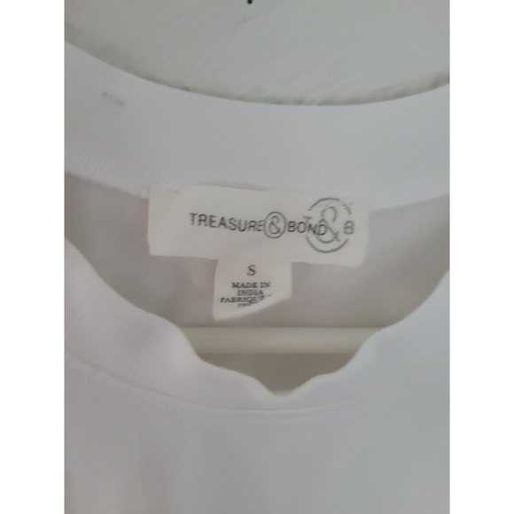 Treasure & Bond White Oversized Tunic T Shirt Dress Side Slits S Pockets #14 - Picture 6 of 6